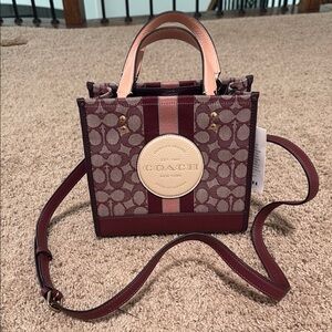 Coach Brown and Pink Tote with Signature Design